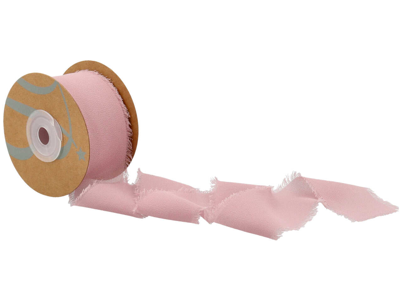 Nastro di seta con frangia colore rosa malva 40mmx15mt