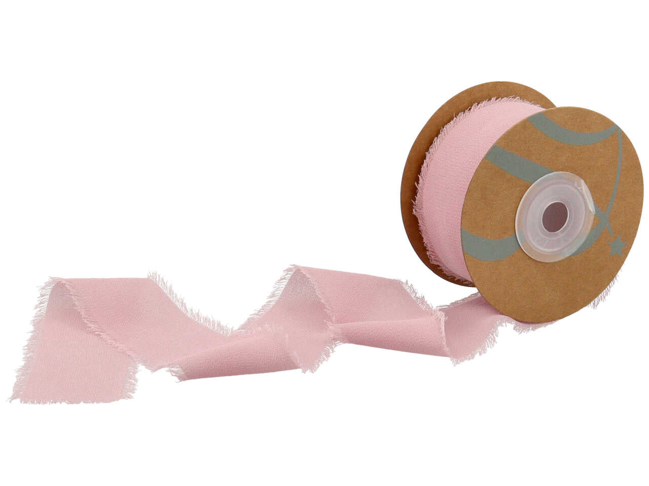 Nastro di seta con frangia colore rosa malva 40mmx15mt