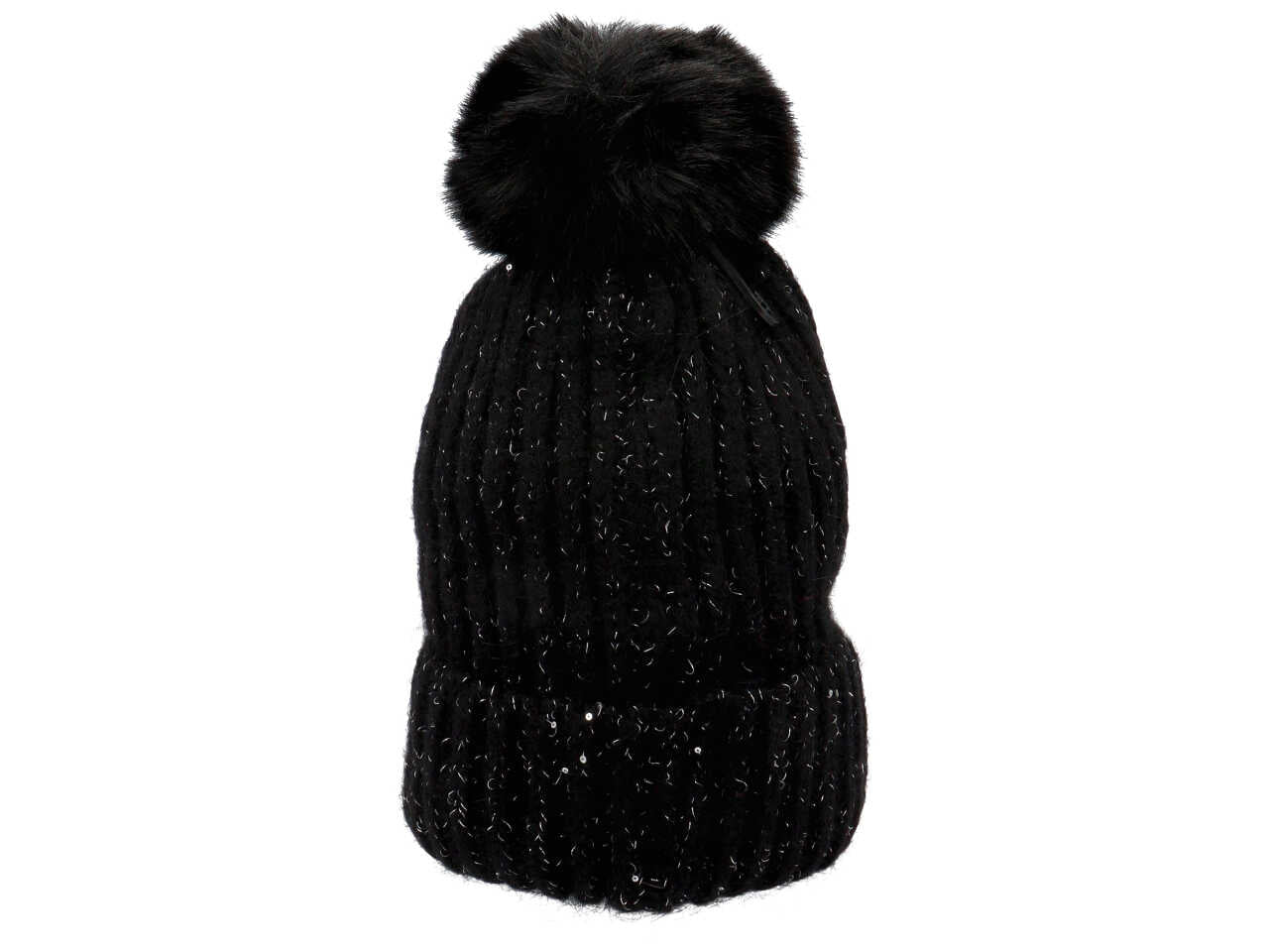 Cappello donna con pon pon nei colori bianco, lilla, nero e taupe