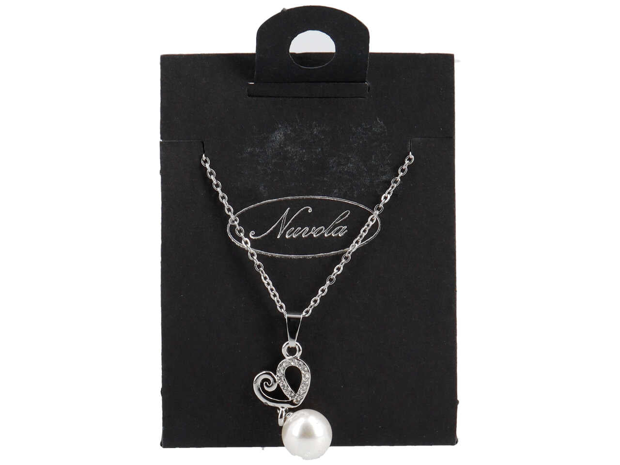 Collana cuore forato c/perla pendente
