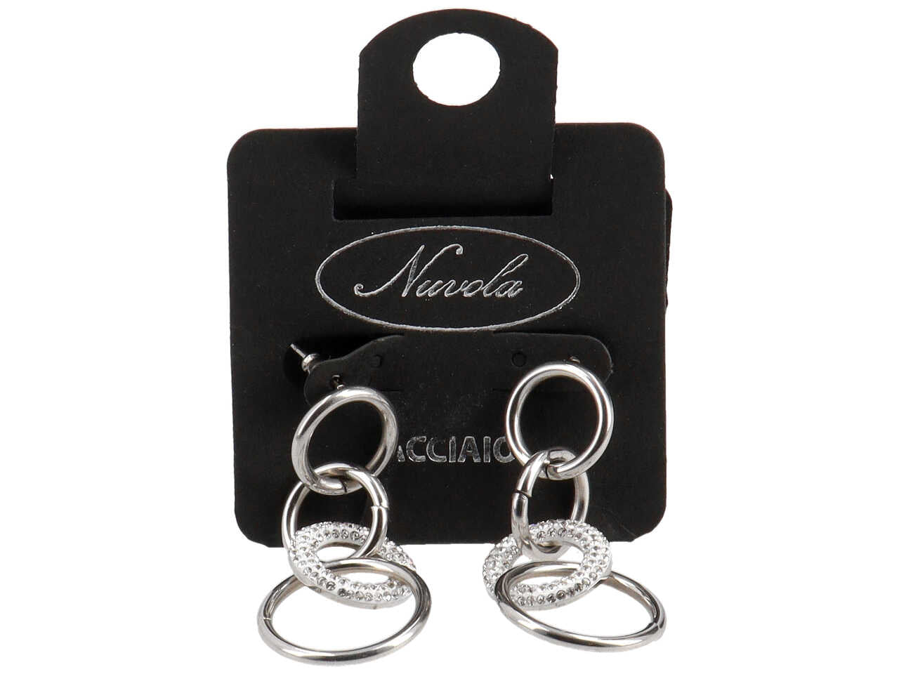 Orecchini 4 cerchi forati con strass