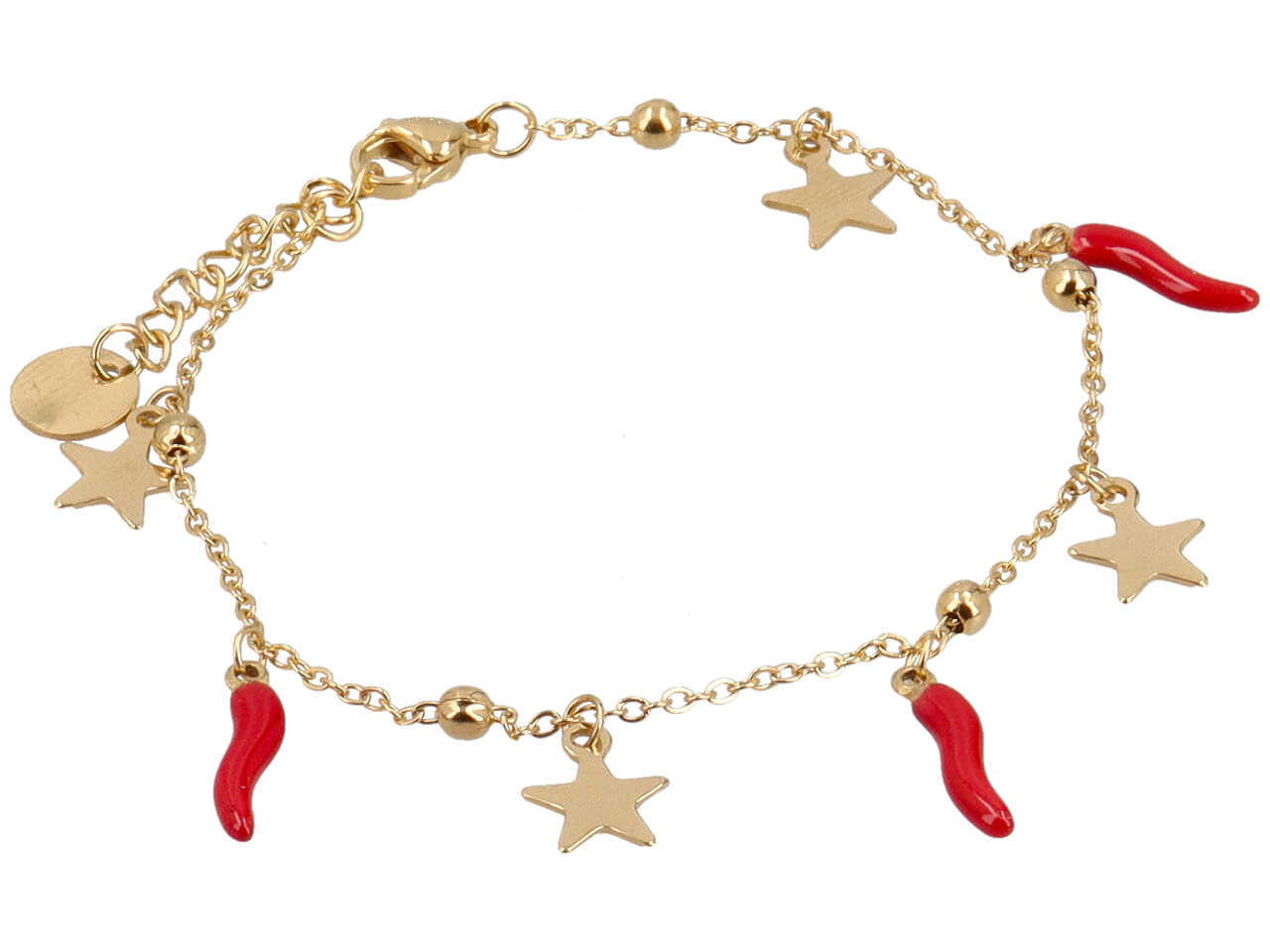 Bracciale oro in acciaio con corni e stelle