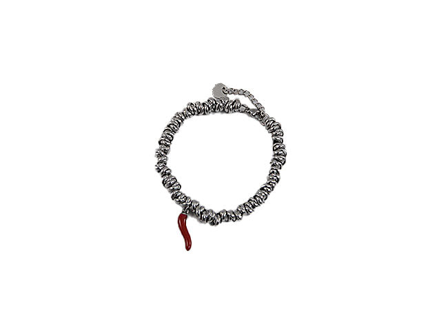 Bracciale acciaio anelli c/corno