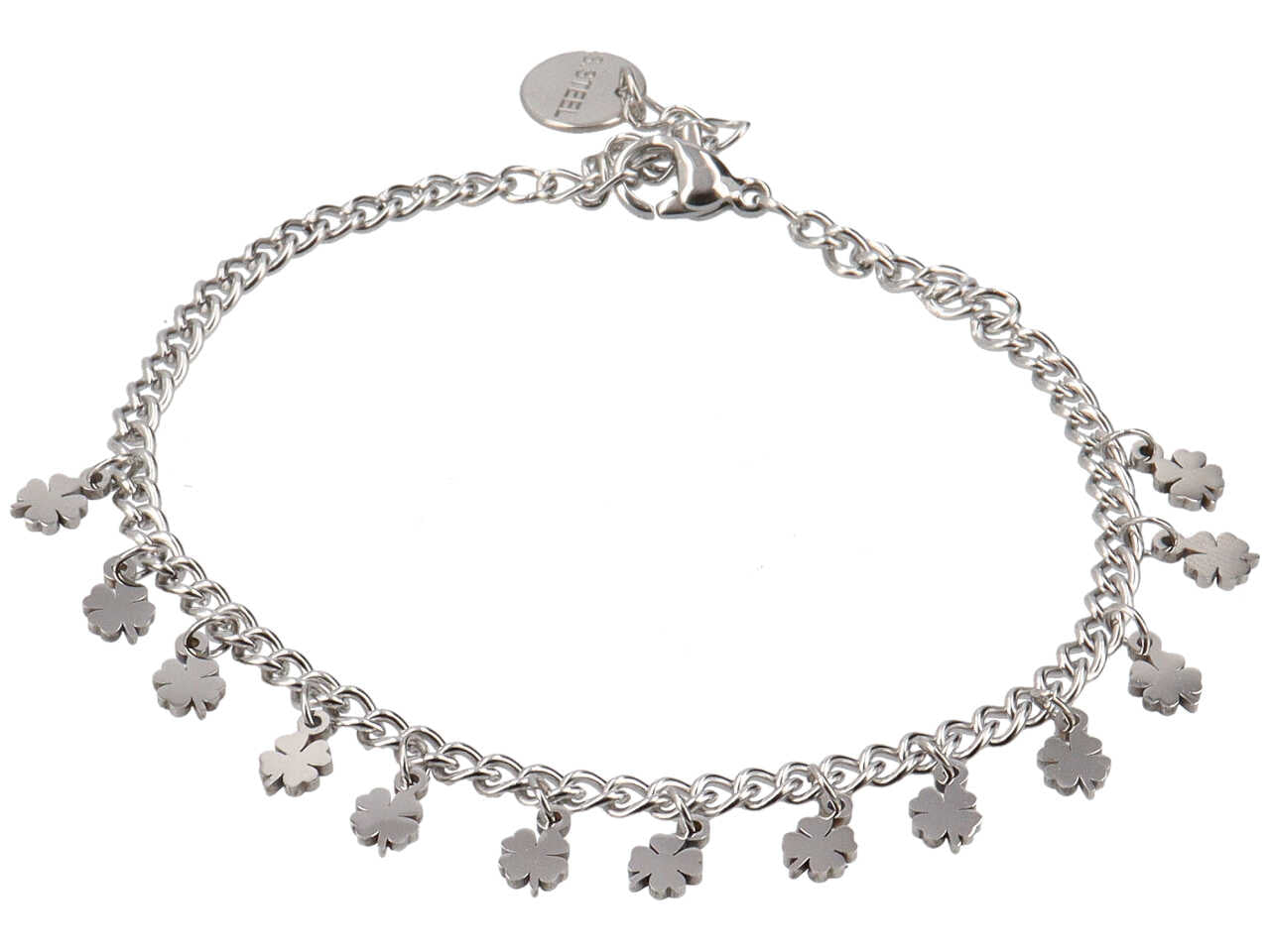 Bracciale acciaio 13 quadrifogli