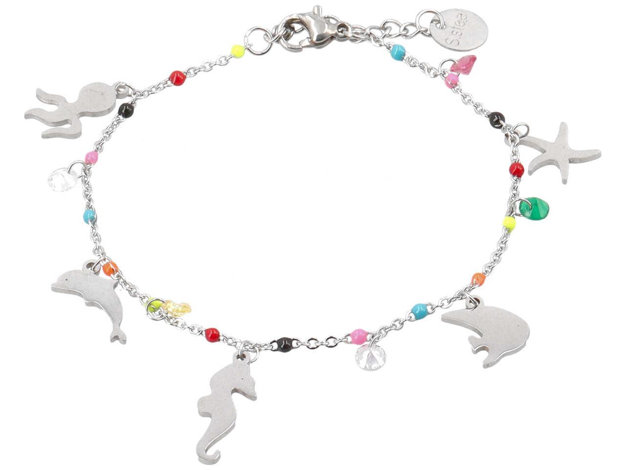 Bracciale con cristalli multicolor e soggetti marini