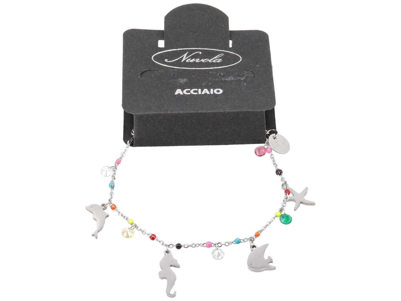 Bracciale con cristalli multicolor e soggetti marini