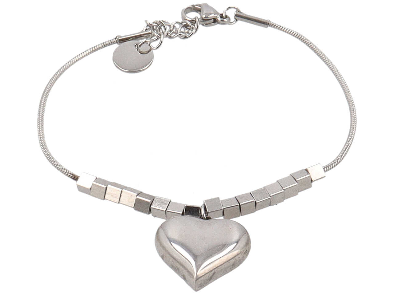 Bracciale con cubetti e ciondolo a forma di cuore