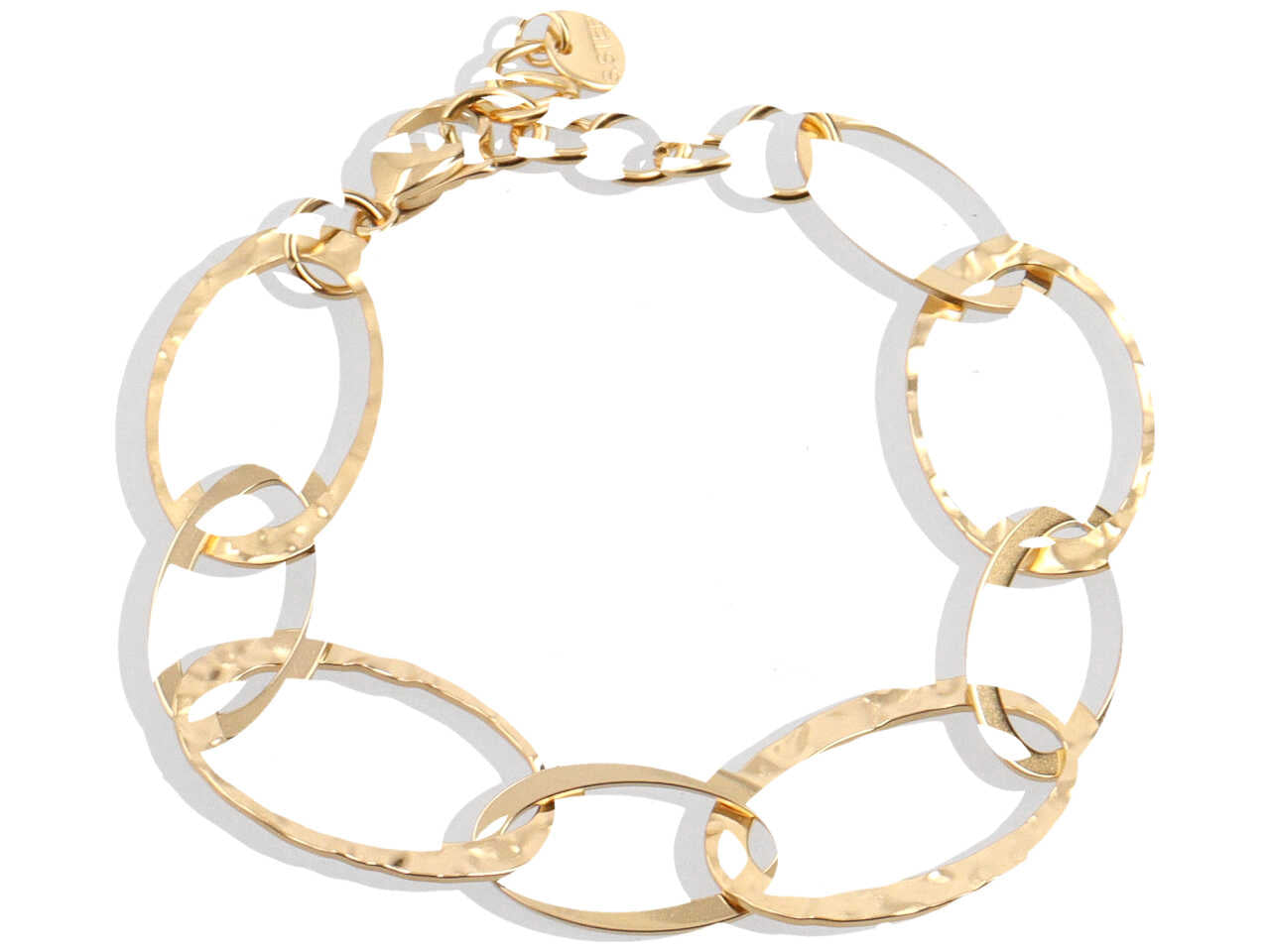 Bracciale ad anelli martellati ovali oro