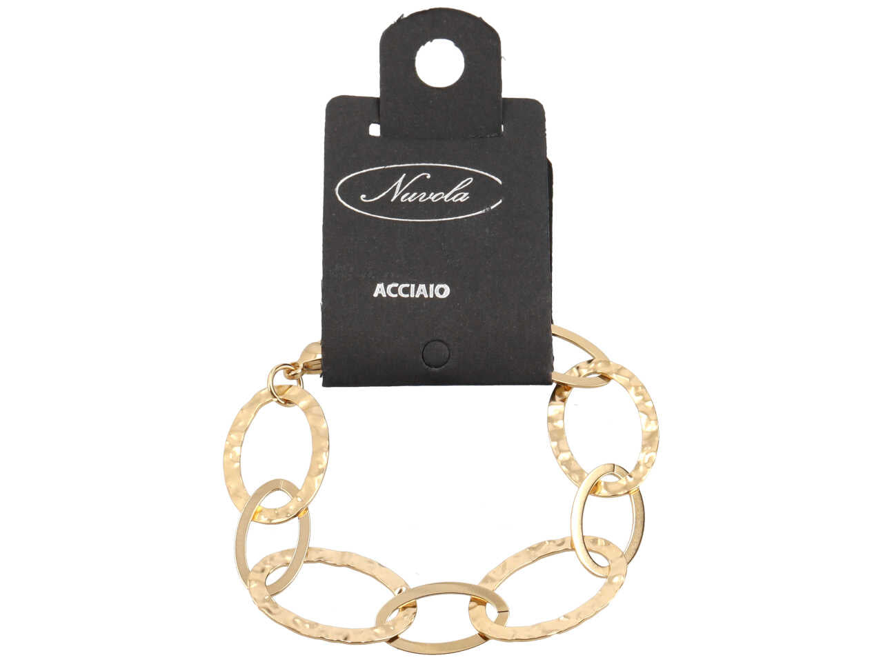 Bracciale ad anelli martellati ovali oro