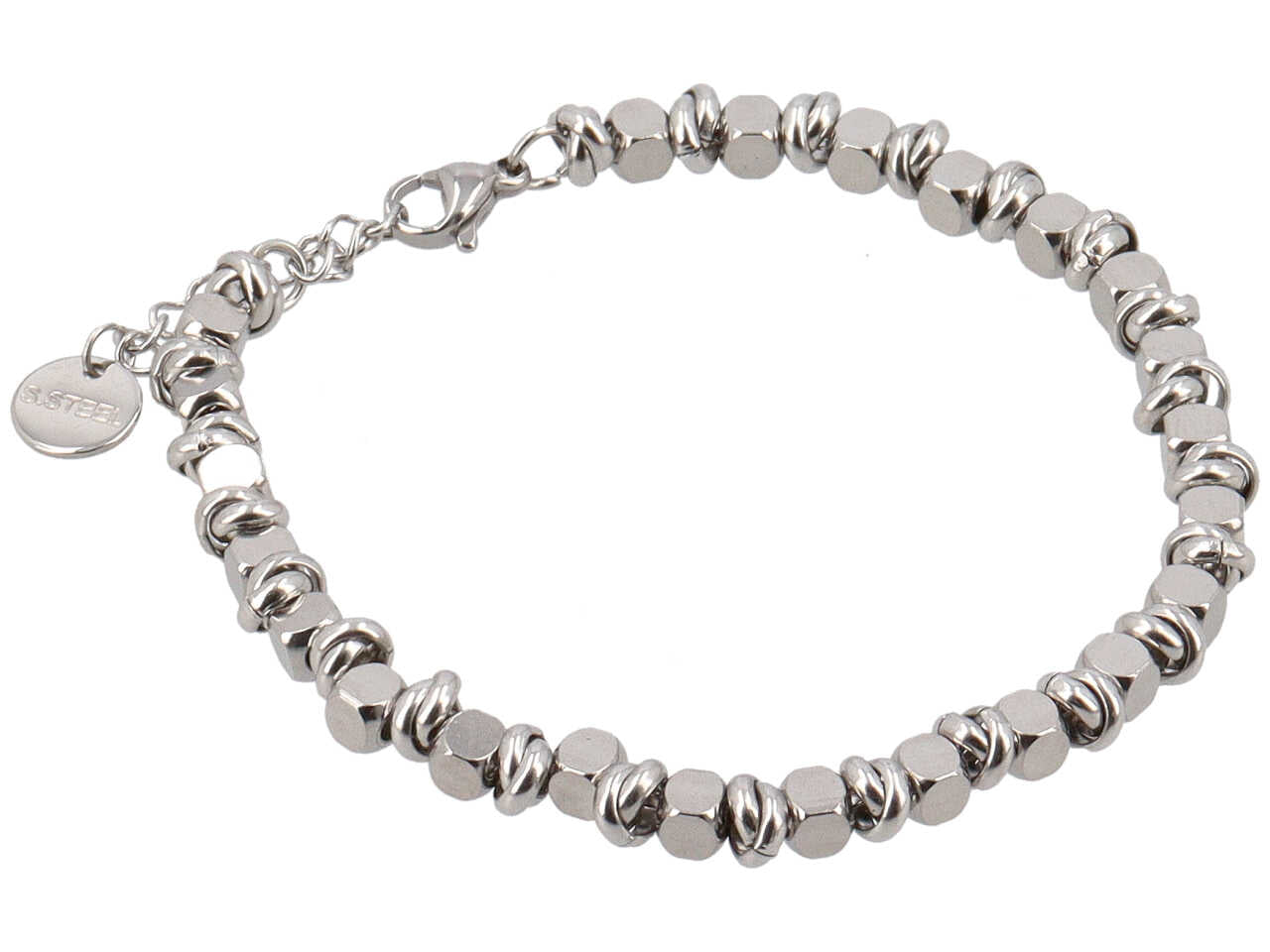 Bracciale cubi in acciaio e anellini