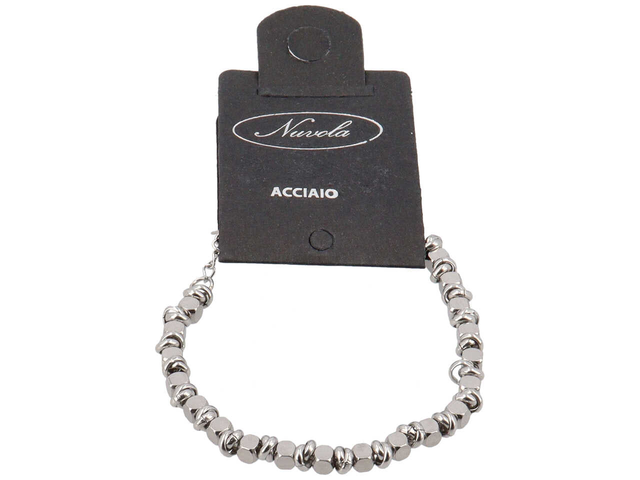 Bracciale cubi in acciaio e anellini