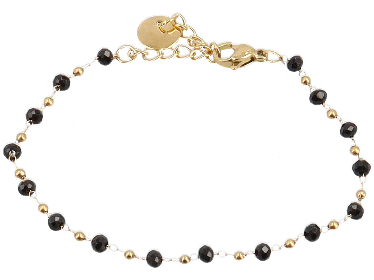 Bracciale oro cristalli neri+sfere oro