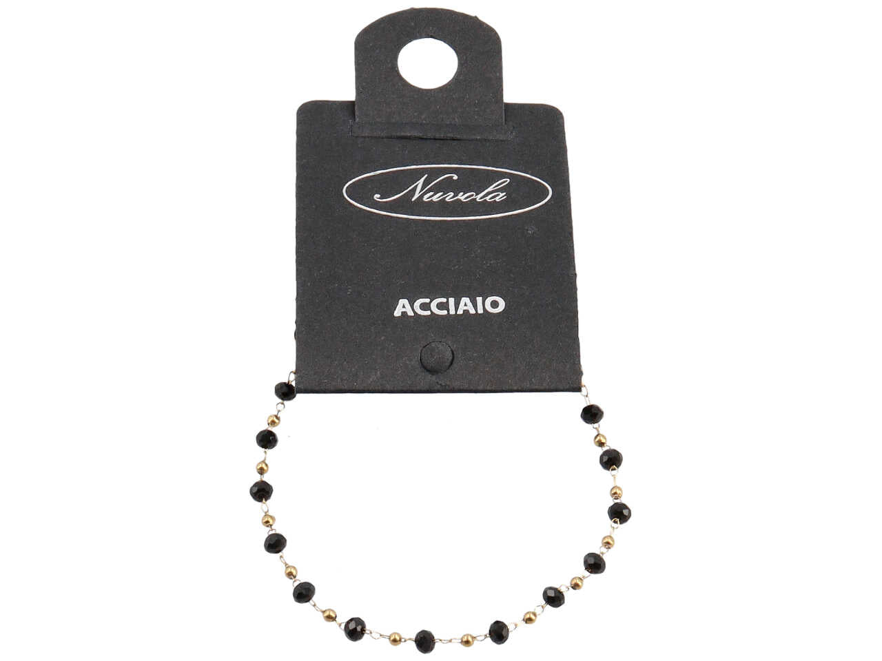 Bracciale oro cristalli neri+sfere oro