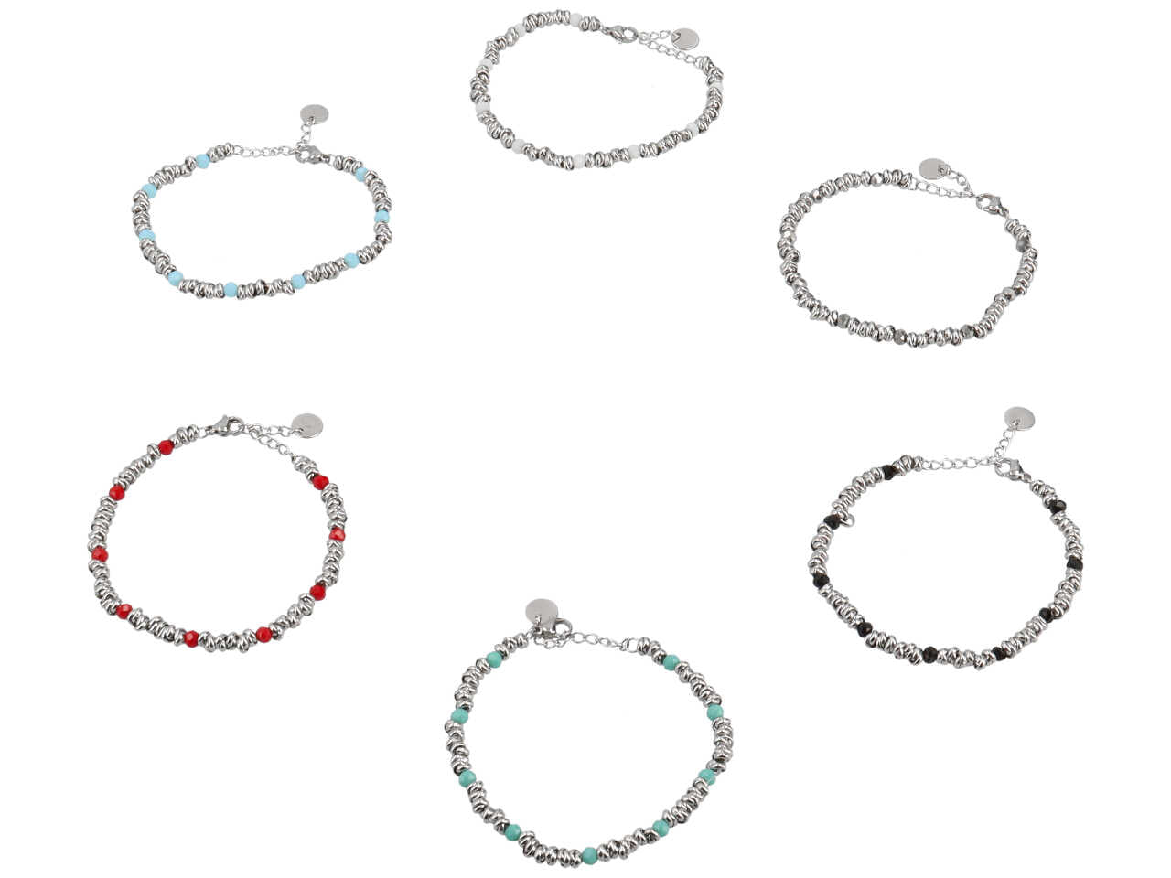 Bracciale nodini con sfere alternate colorate