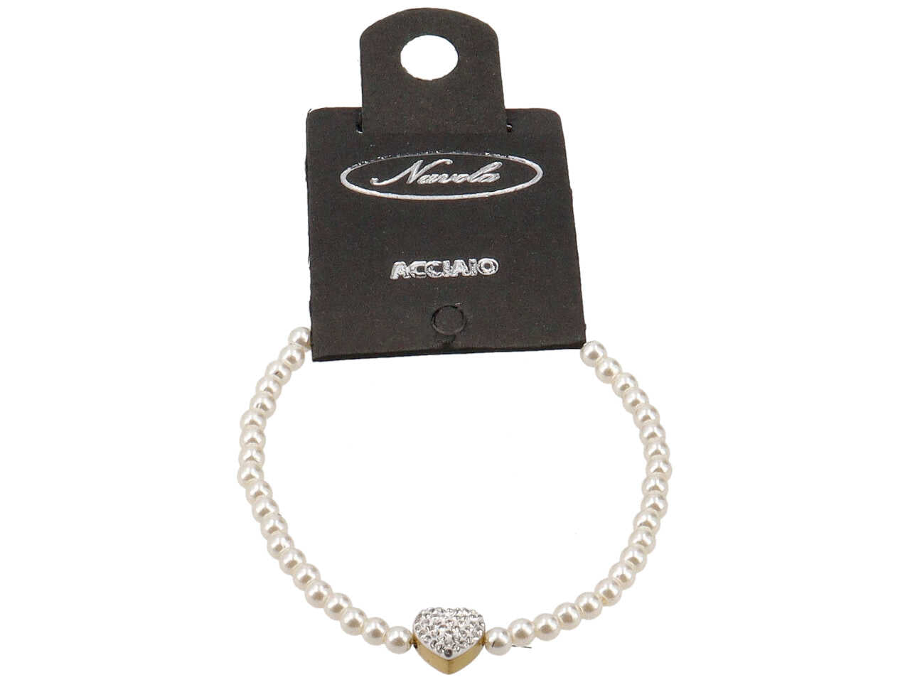 Bracciale con perle e cuori e strass
