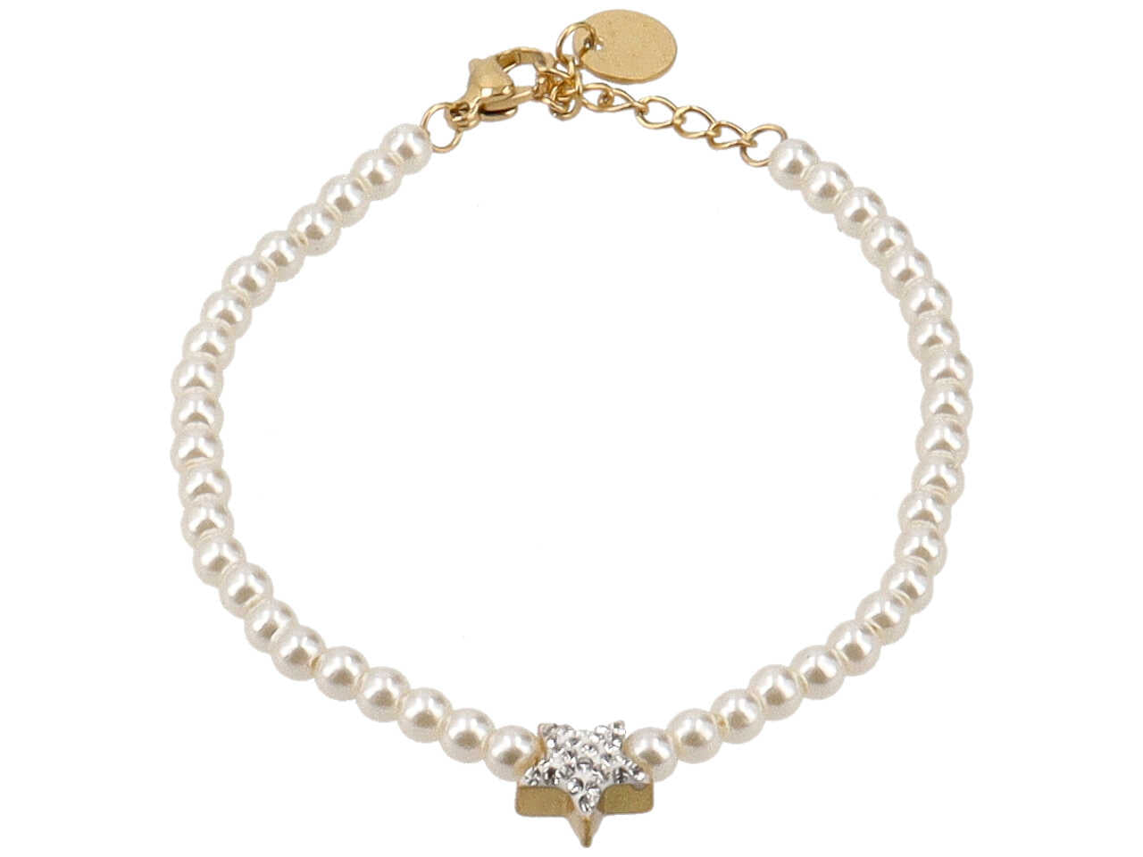 Bracciale perle e stella con strass centrale