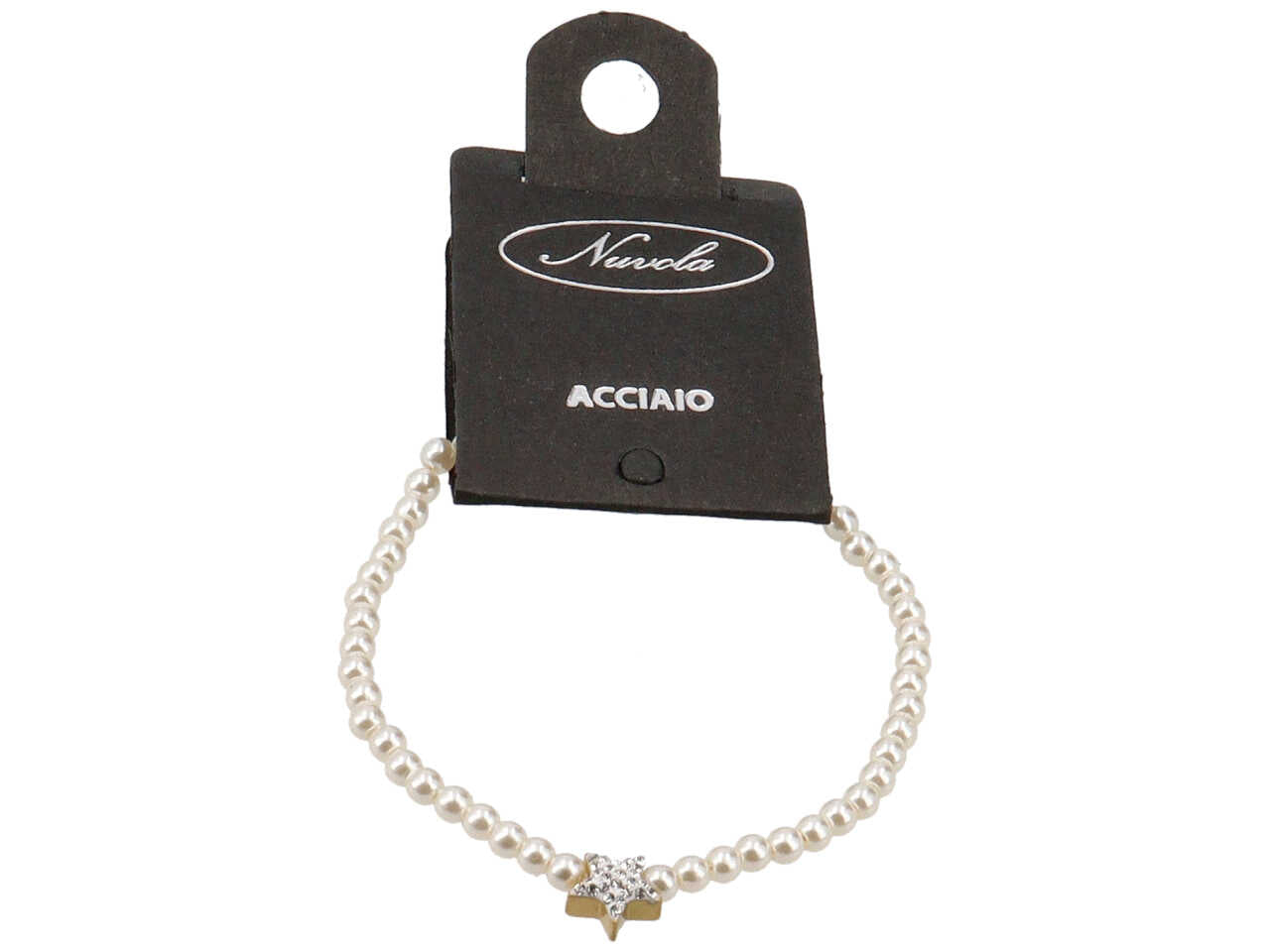Bracciale perle e stella con strass centrale