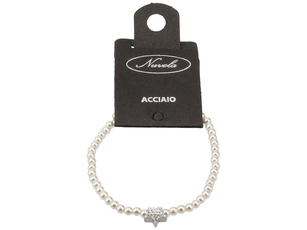 Bracciale perle con stella centrale e strass