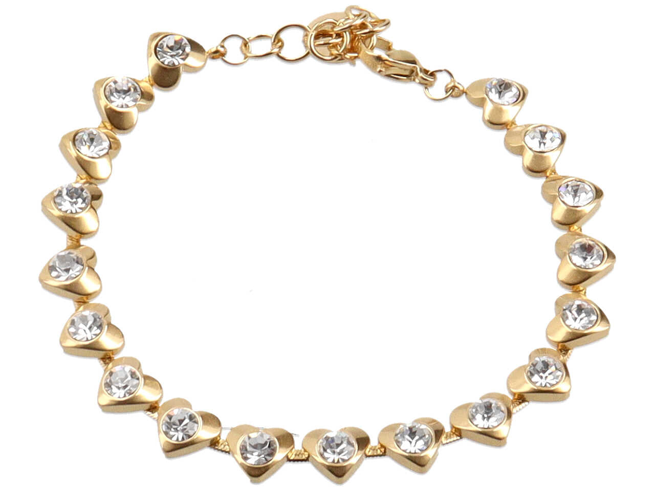 Bracciale tennis con cuori e rivoli bordati oro