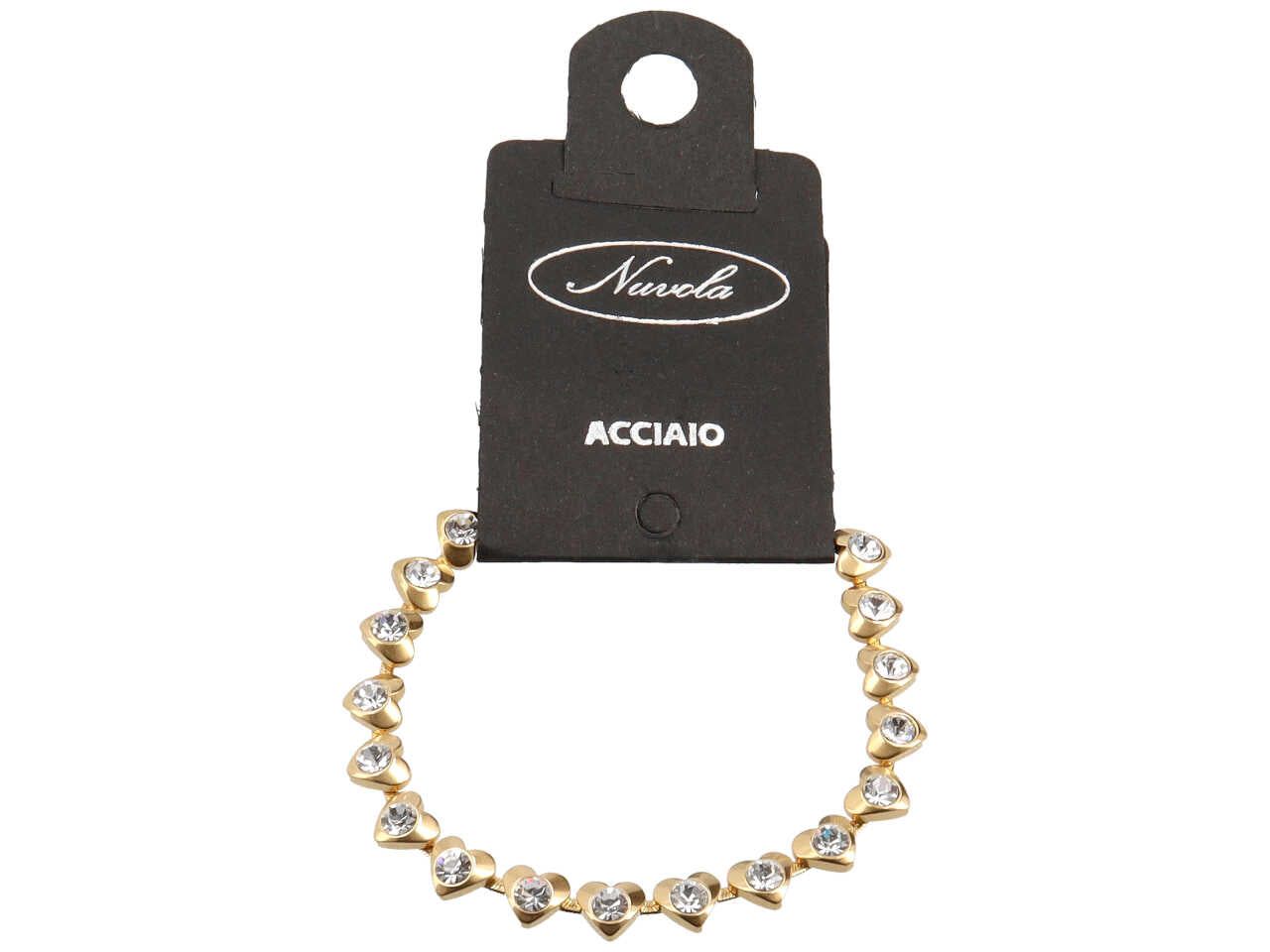 Bracciale tennis con cuori e rivoli bordati oro