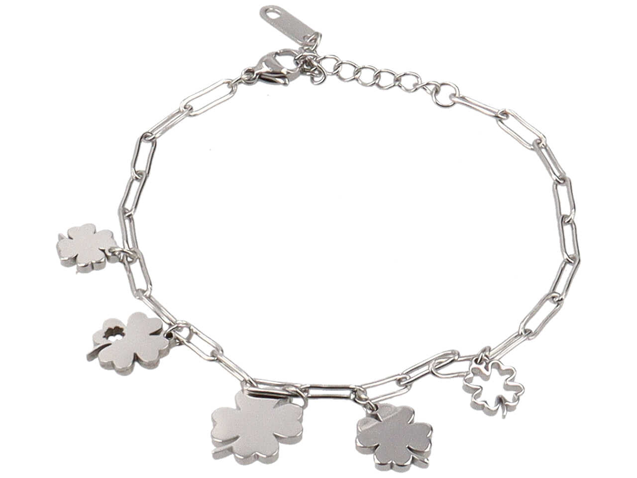 Bracciale con charme quadrifogli prismatici