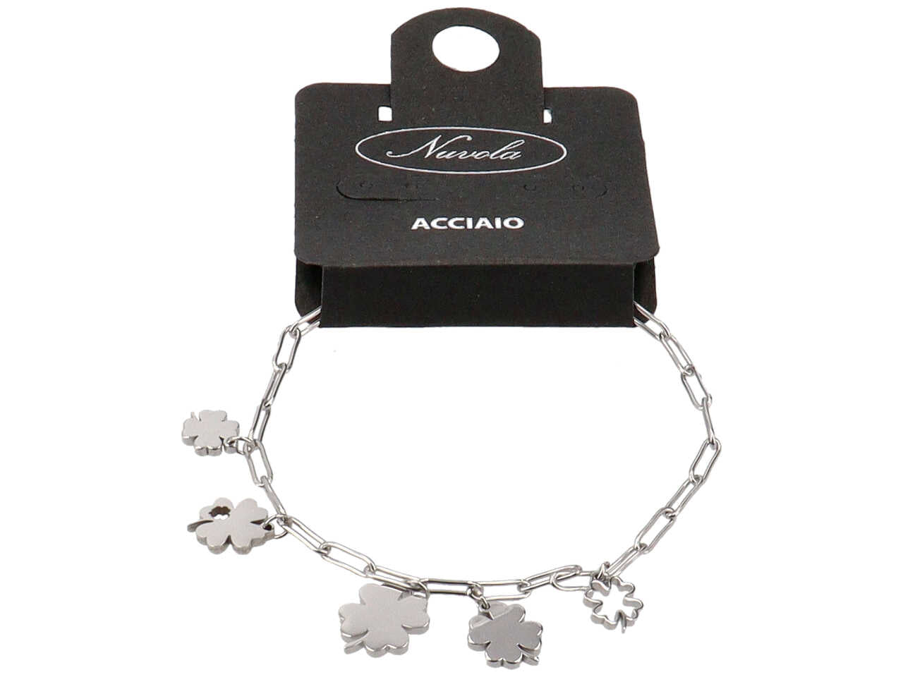 Bracciale con charme quadrifogli prismatici