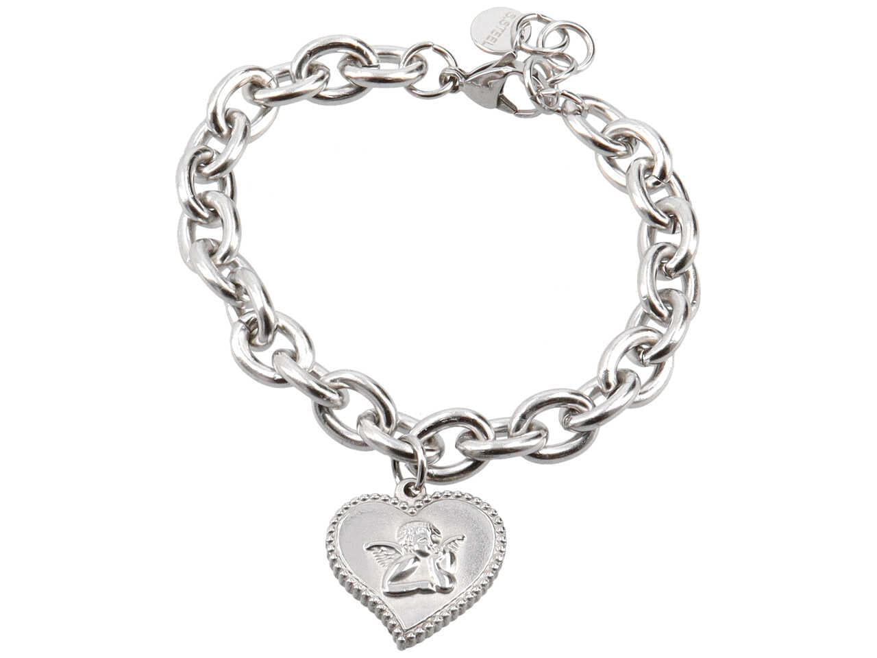 Bracciale a catena con cuore e angelo