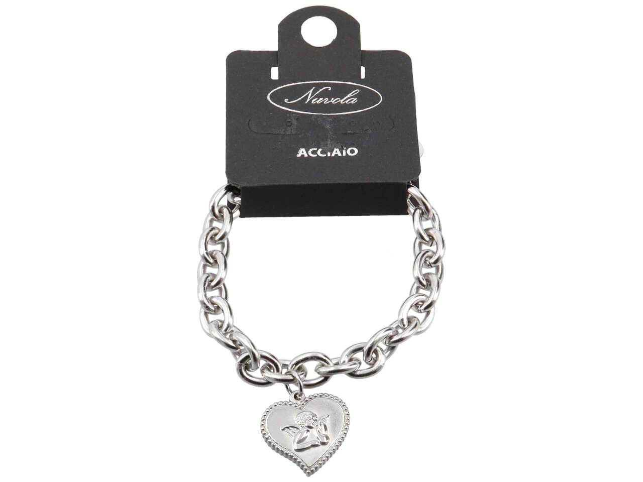 Bracciale a catena con cuore e angelo