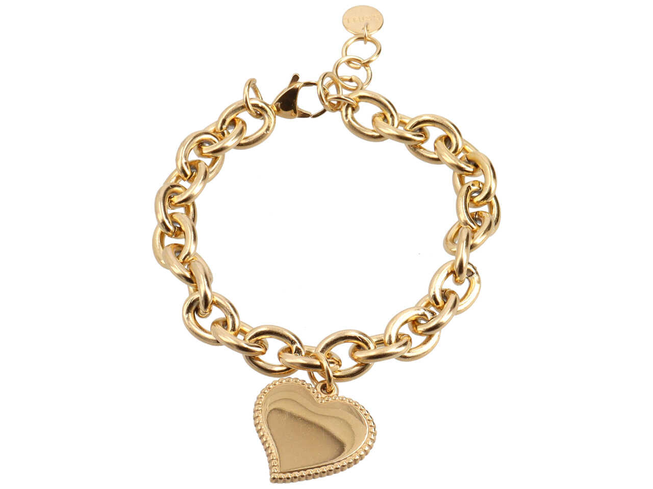 Bracciale a catena con cuore storto e bordato oro