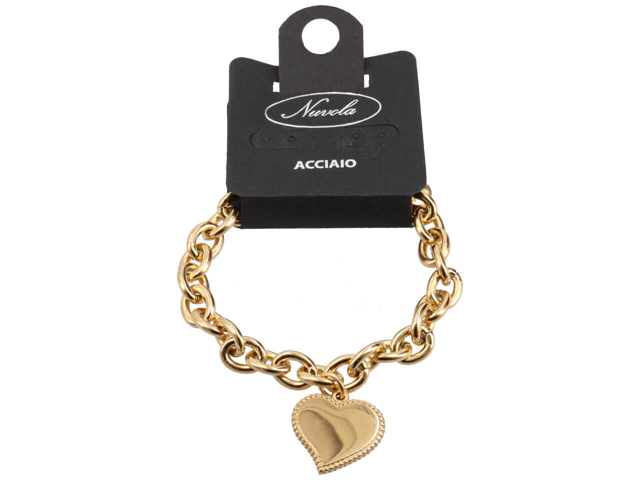 Bracciale a catena con cuore storto e bordato oro