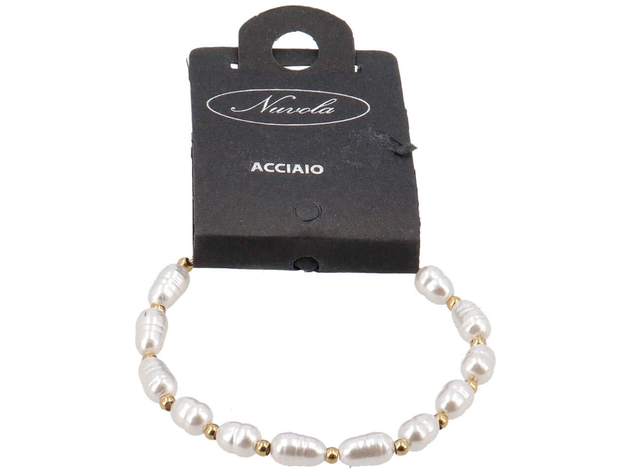 Bracciale con perle ovali e sfere oro