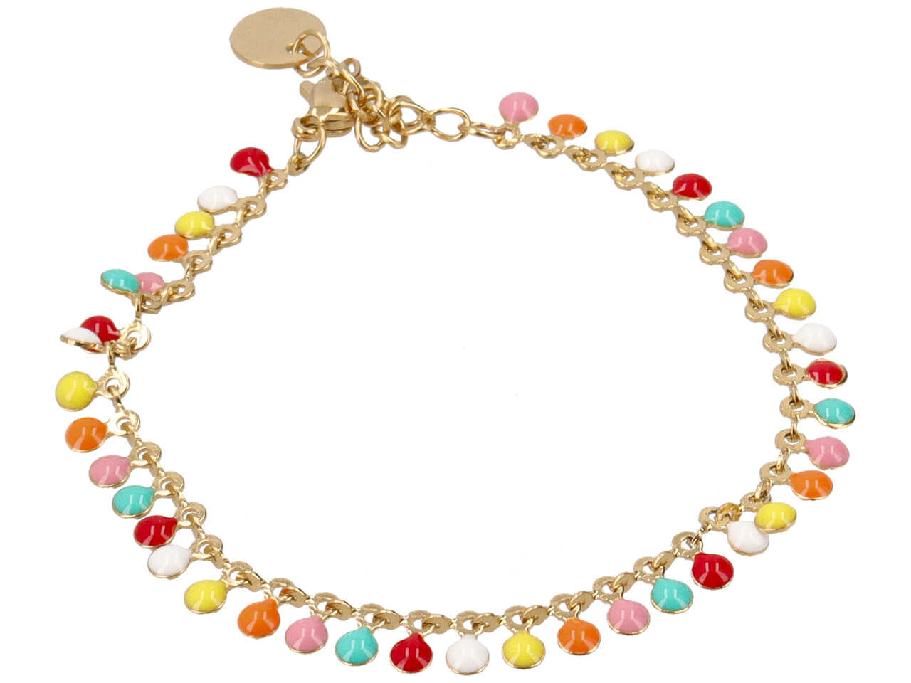 Bracciale oro a catena e tondini multicolor