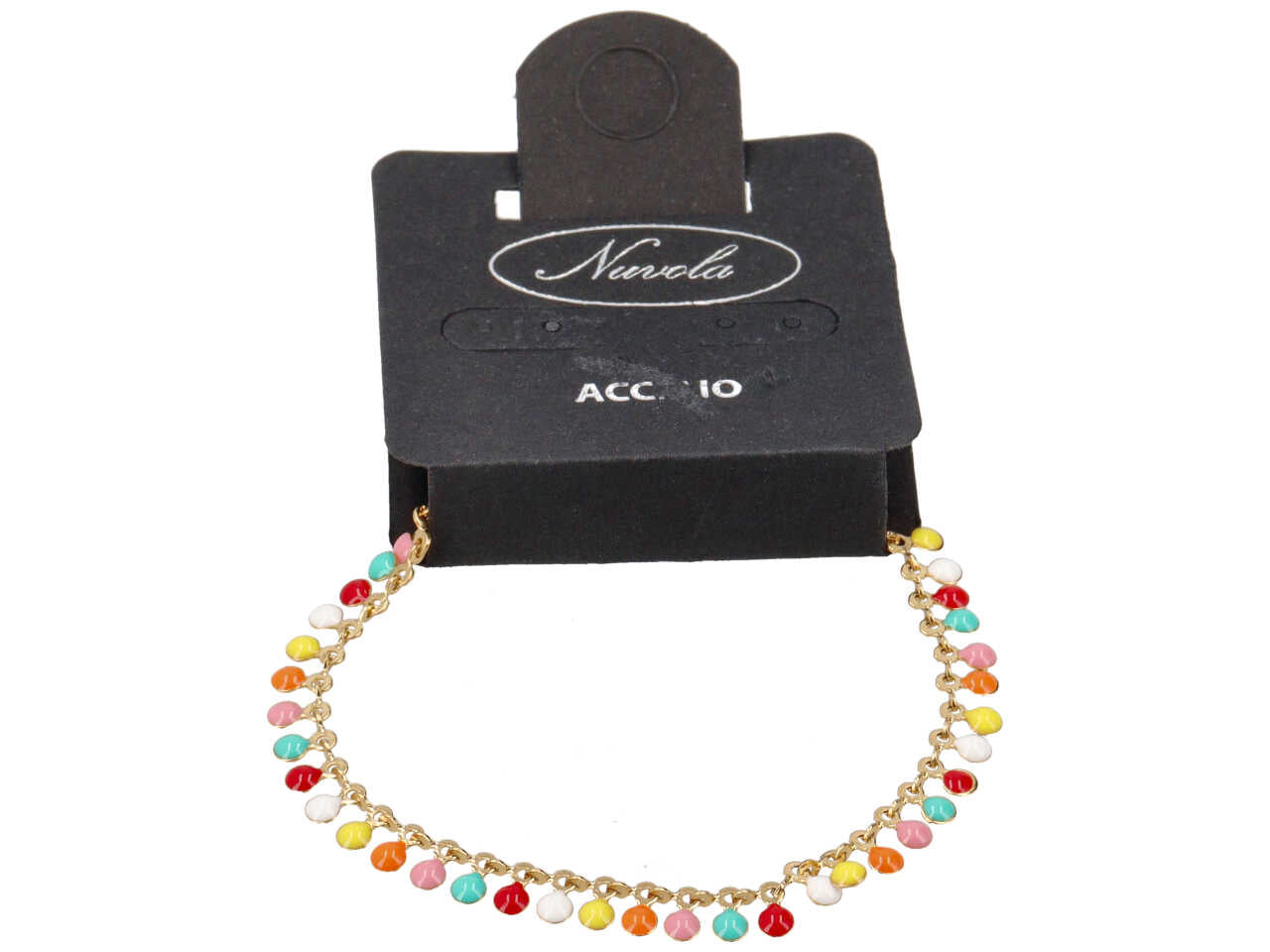 Bracciale oro a catena e tondini multicolor