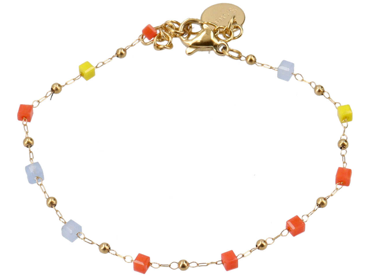 Bracciale filo con cubetti in vetro multicolor