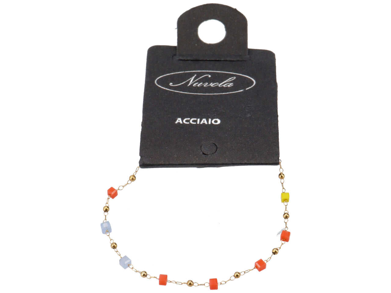 Bracciale filo con cubetti in vetro multicolor