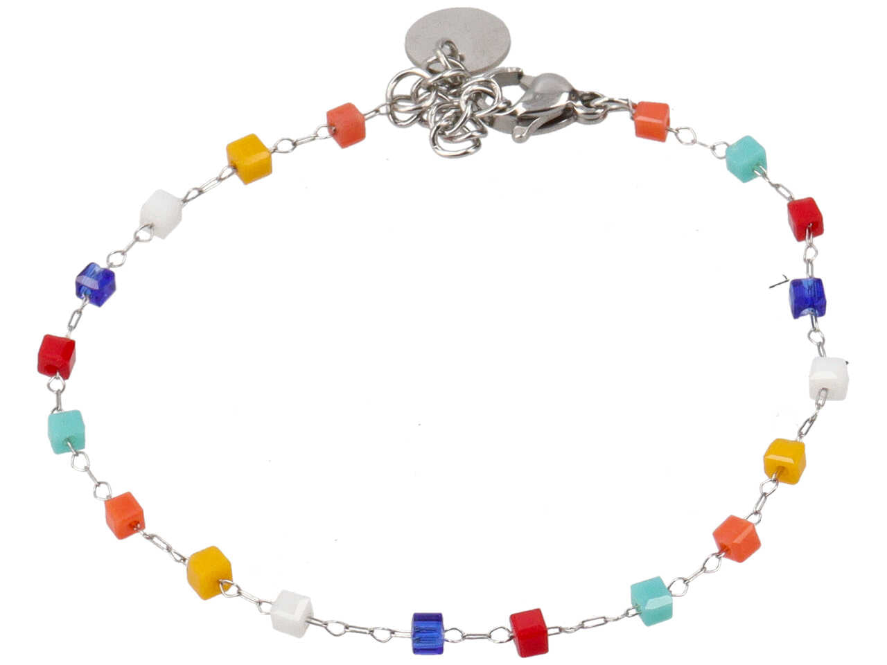 Bracciale a filo con cubetti in vetro multicolor