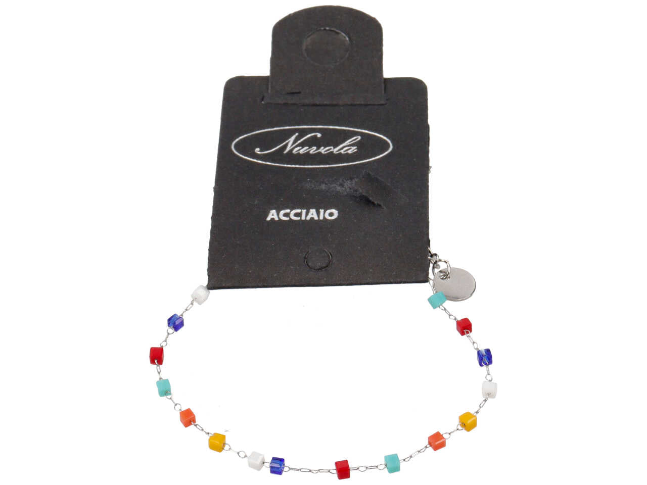 Bracciale a filo con cubetti in vetro multicolor