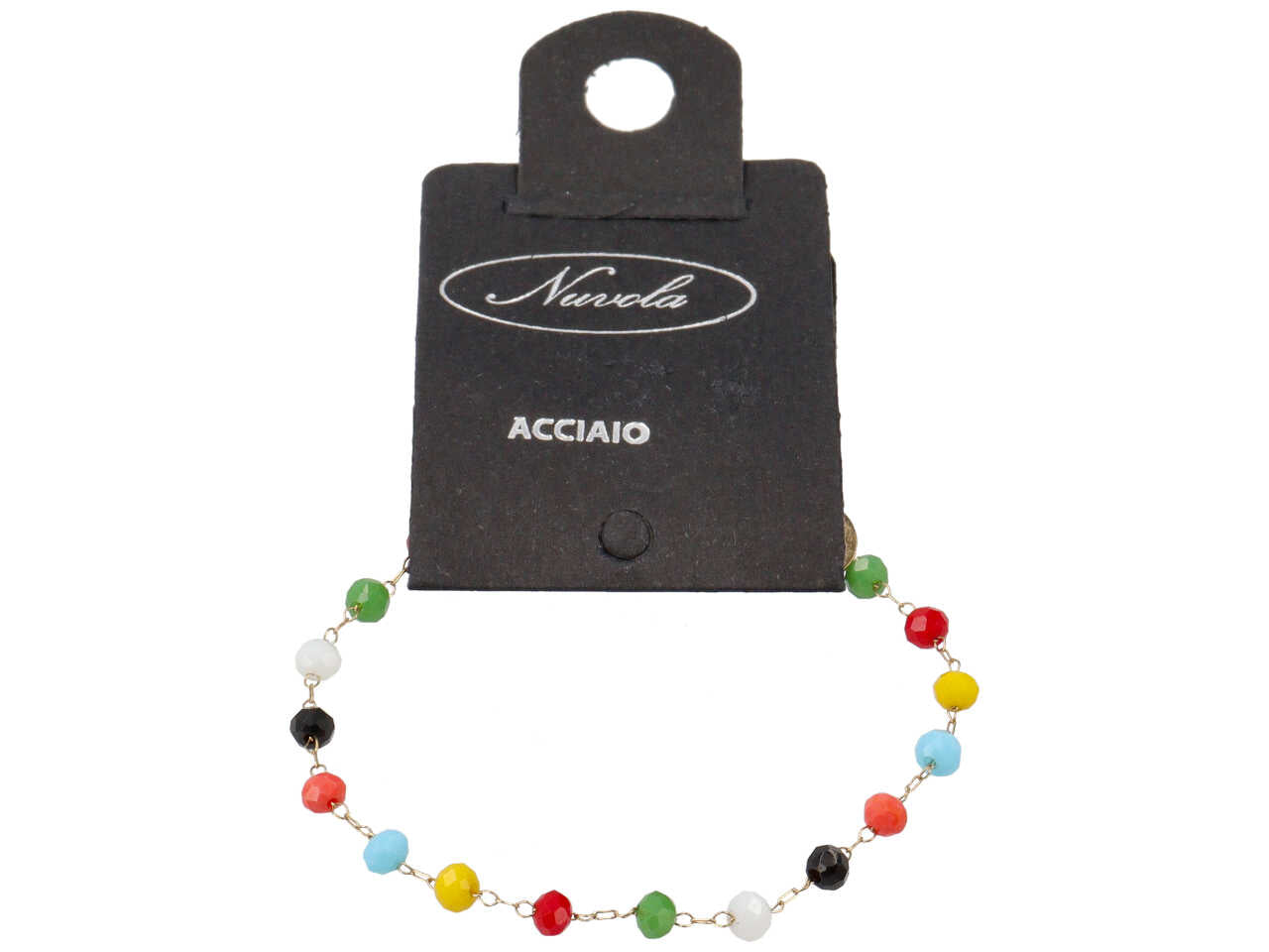 Bracciale oro con sfere in vetro multicolor