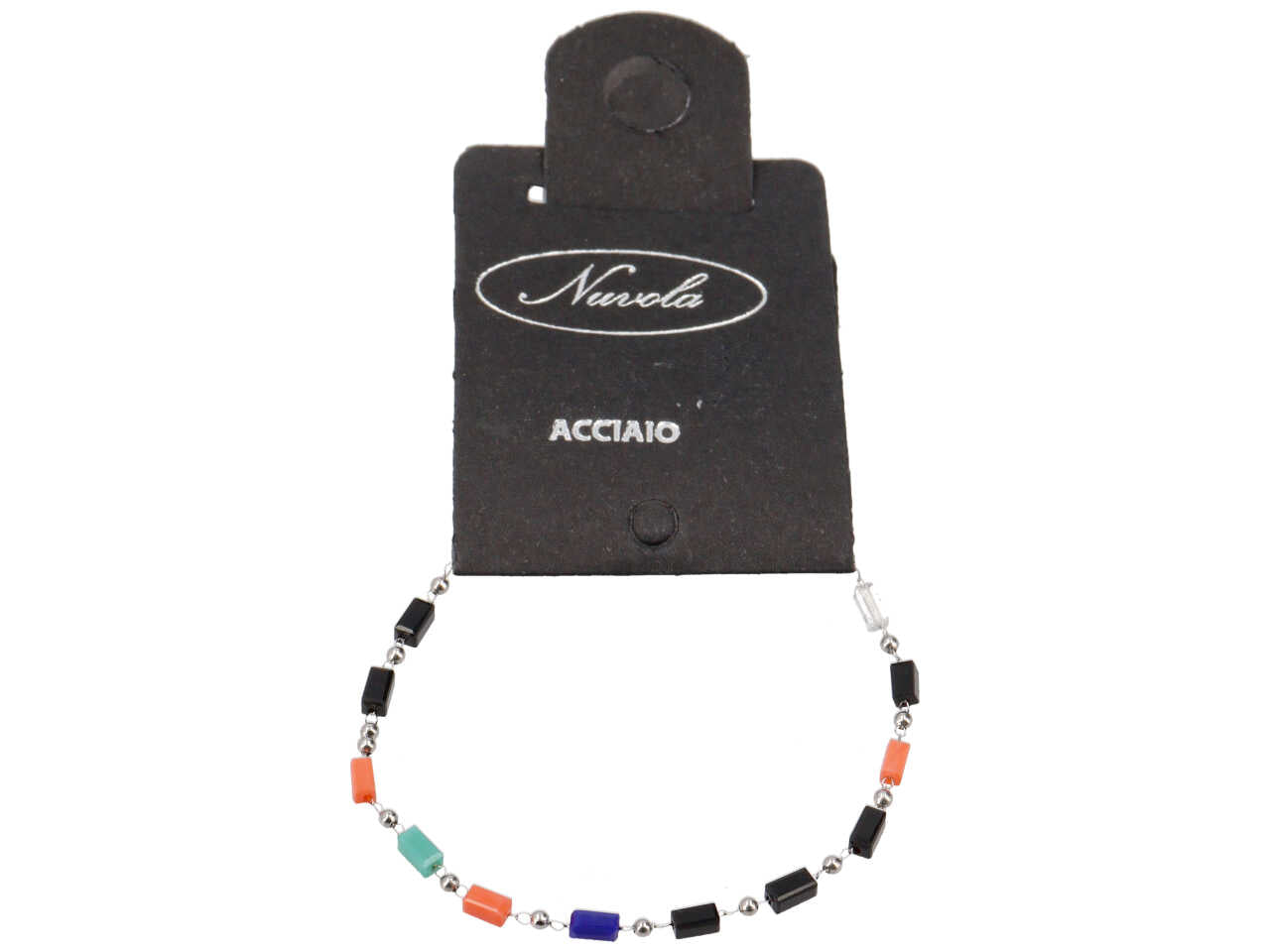Bracciale con cubetti multicolor e sfere acciaio