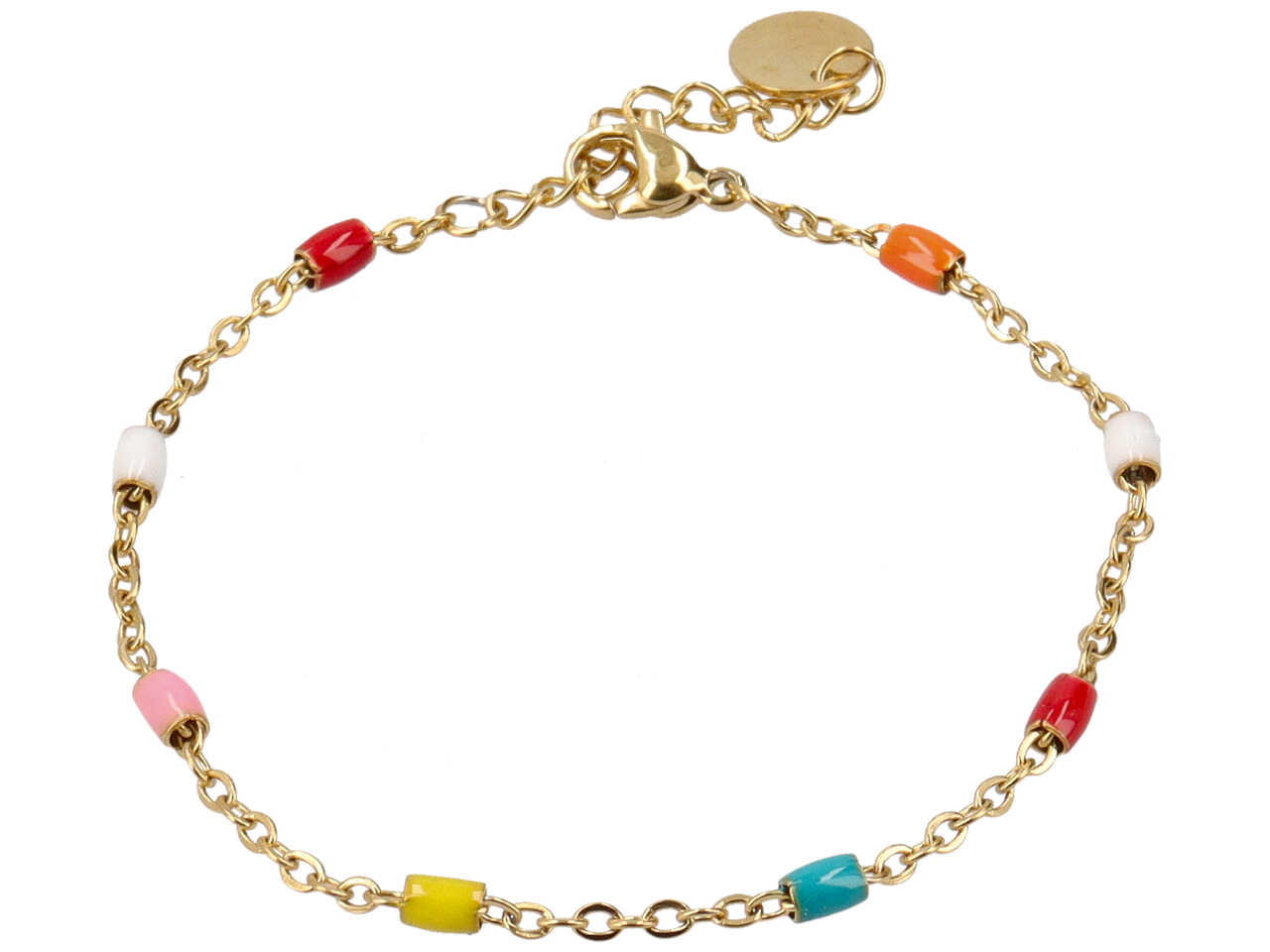 Bracciale oro con barilotti colorati
