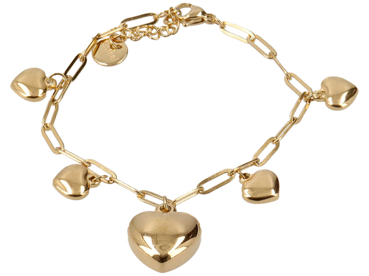 Bracciale con 5 cuori bombati oro