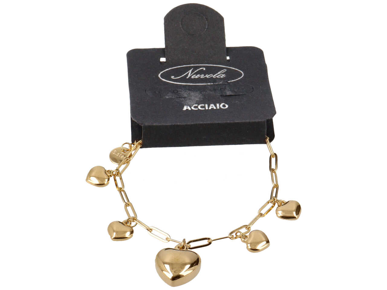 Bracciale con 5 cuori bombati oro