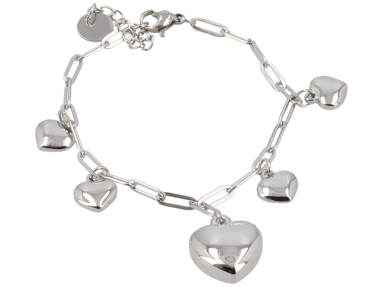 Bracciale con 5 cuori bombati