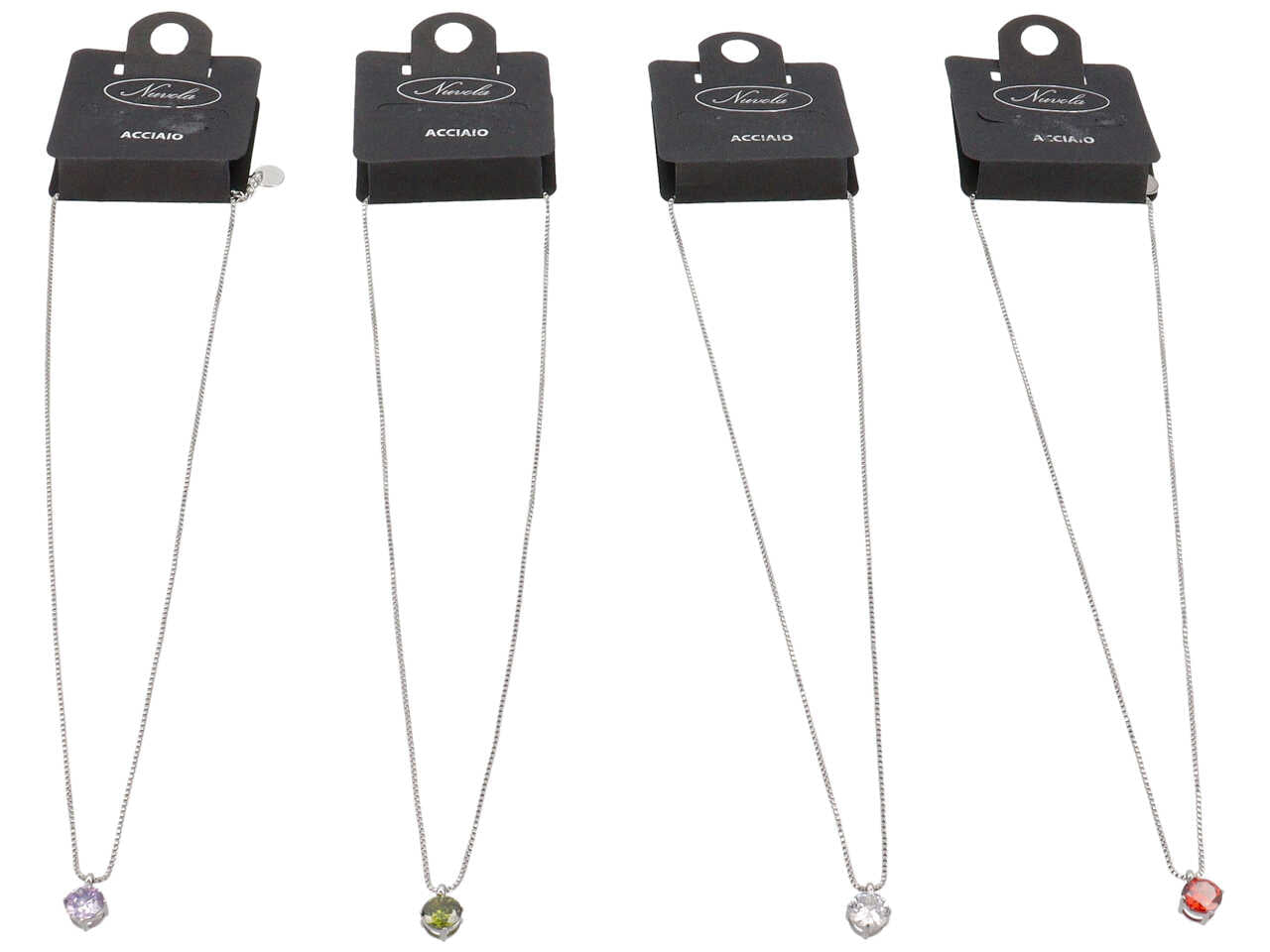 Collana in acciaio con punto luce grande