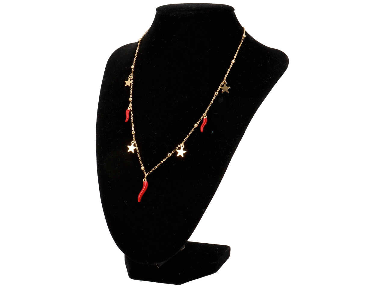 Collana oro in acciaio con stelline e 3 corni