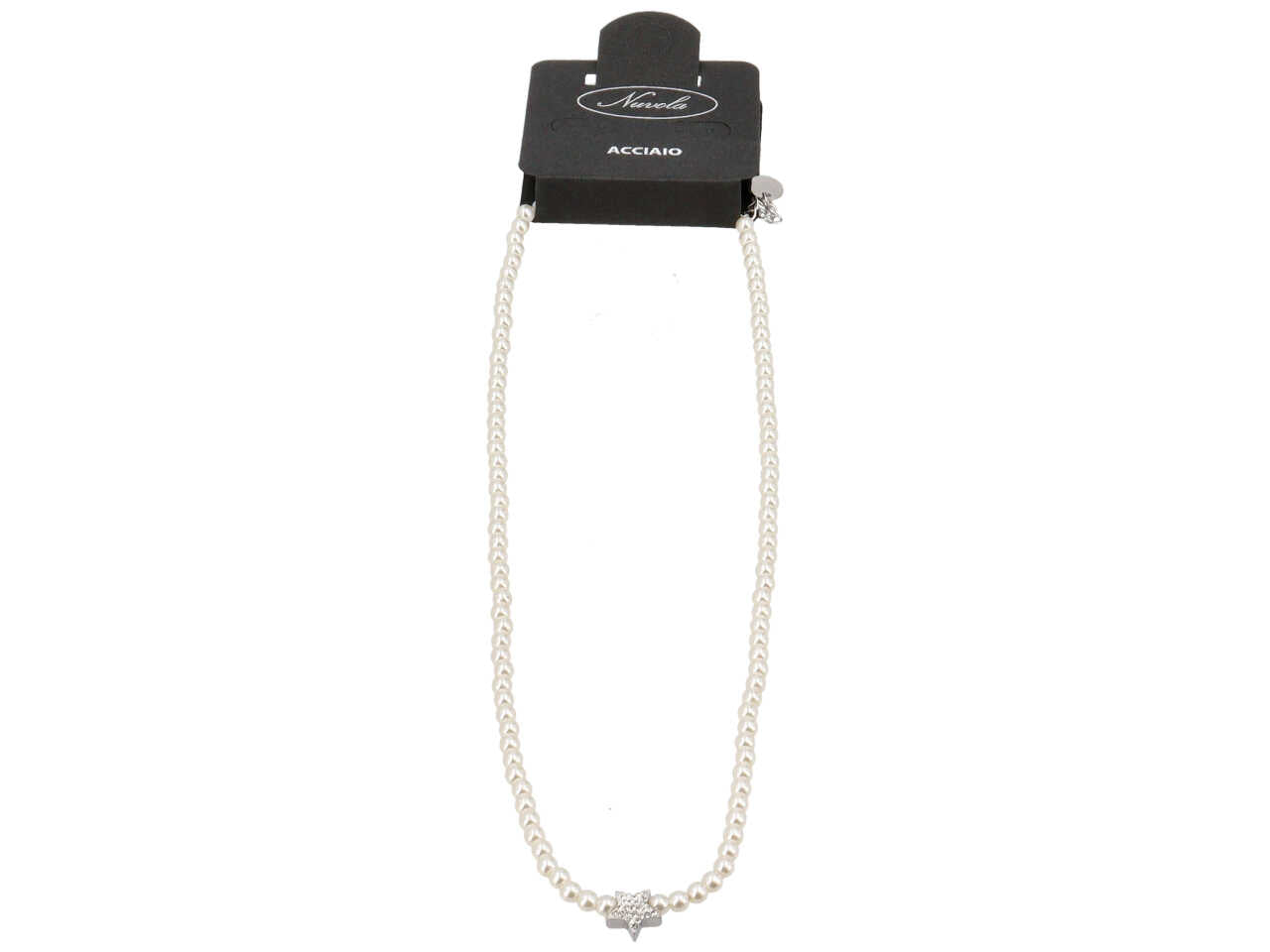 Collana perle con stella centrale e strass