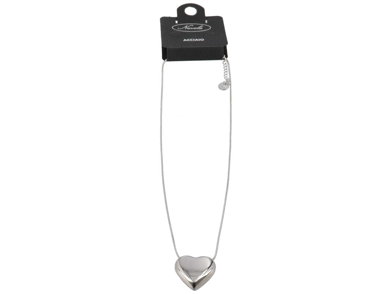 Collana in acciaio con cuore bordato