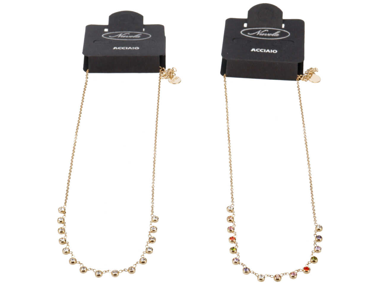 Collana oro con zirconi piccoli multicolor