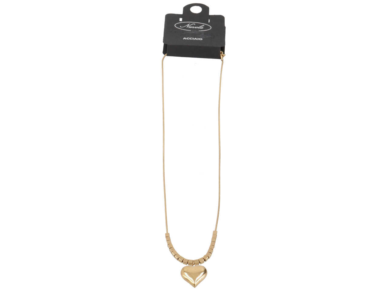 Collana con cubi e ciondolo a forma di cuore oro