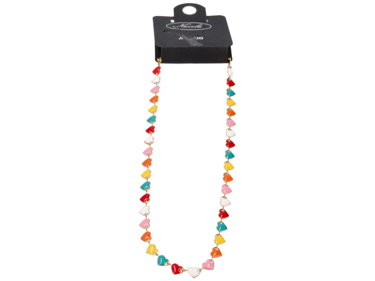 Collana oro con cuoricini multicolor